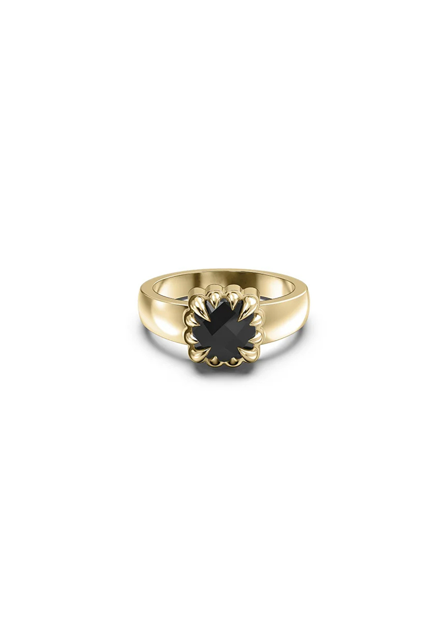 Stolen Girlfriends Club 18ct Yellow Gold Plated Black Onyx Baby Claw Ring