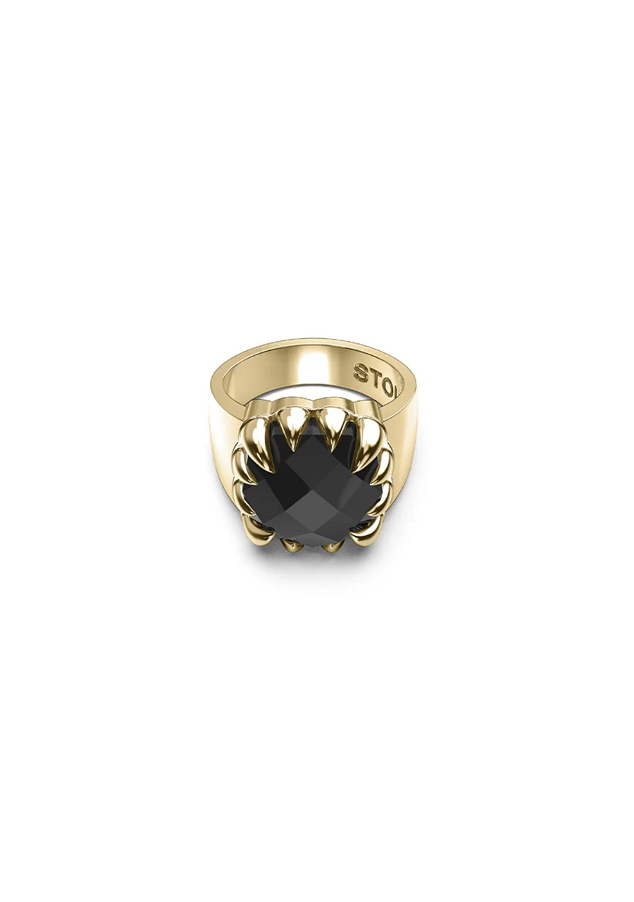 Stolen Girlfriends Club 18ct Yellow Gold Plated Black Onyx Claw Ring