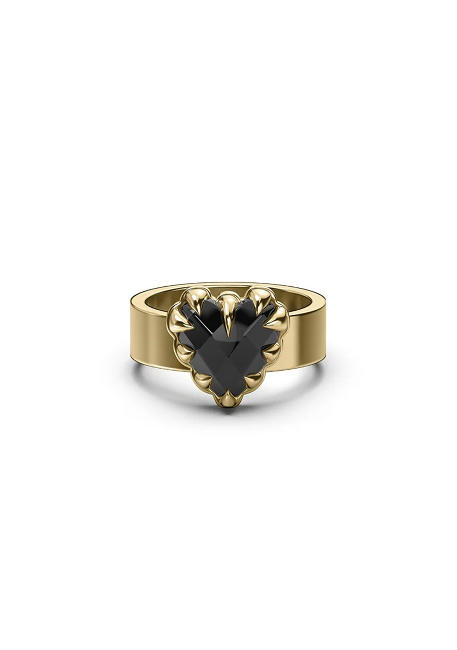 Stolen Girlfriends Club 18ct Yellow Gold Plated Black Onyx Love Claw Ring