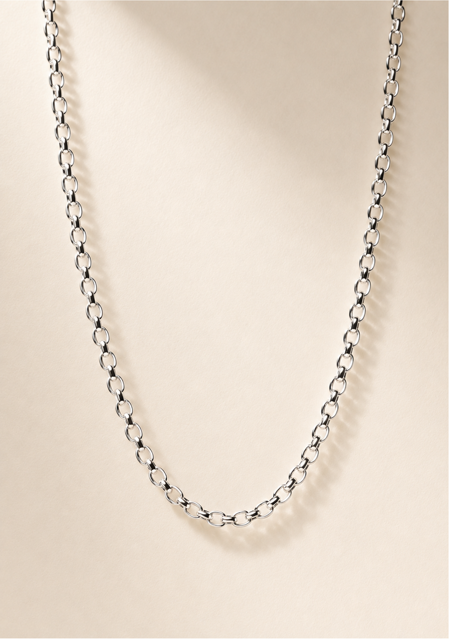 Sterling Silver Round Belcher B3 Chain with 35mm Running T-Bar