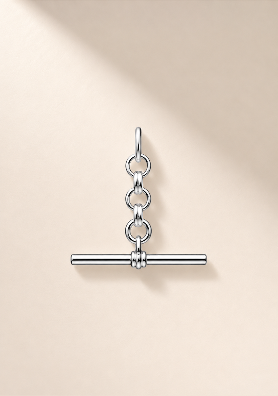 Sterling Silver Round Belcher B4 Chain with 35mm Running T-Bar
