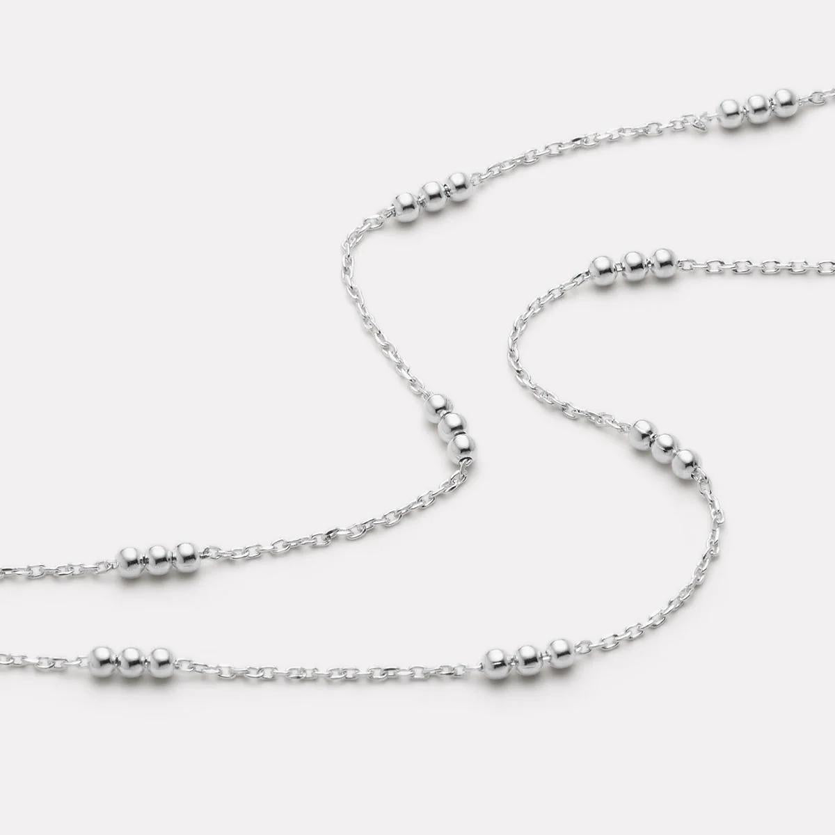 Najo Sterling Silver Double Strand Diamond Cut Bead Bracelet