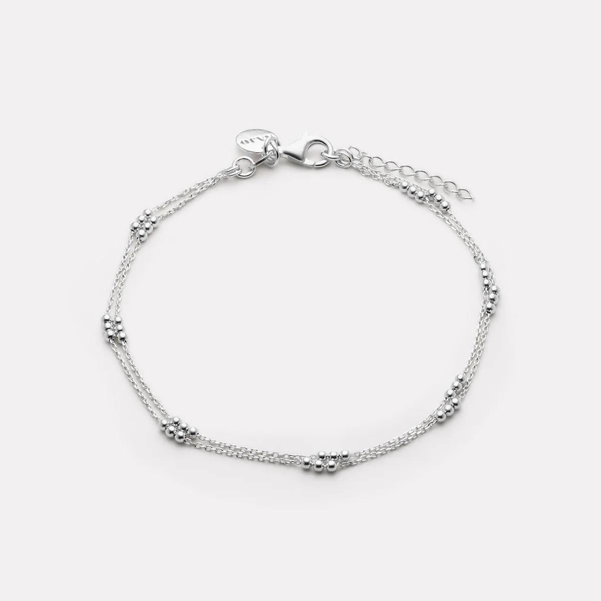 Najo Sterling Silver Double Strand Diamond Cut Bead Bracelet