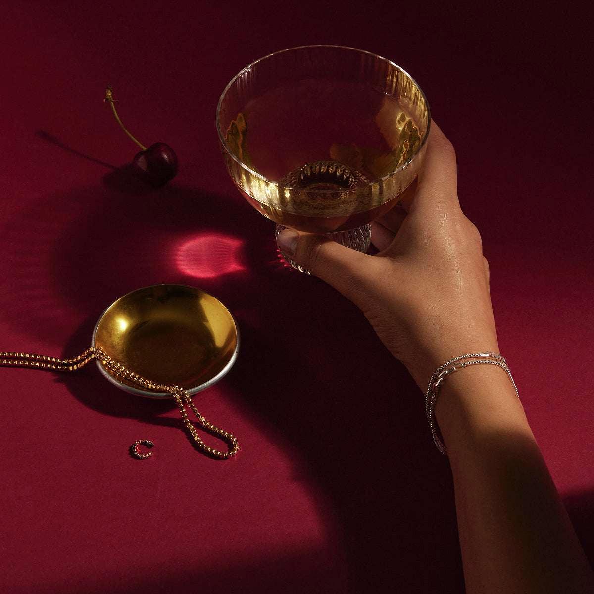 Najo Gold Plated Square Bead Necklace