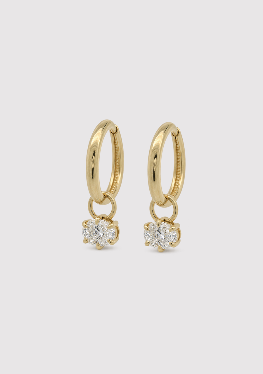 9ct Yellow Gold 1.08ct Oval Laboratory Grown Diamond Earring Attachments