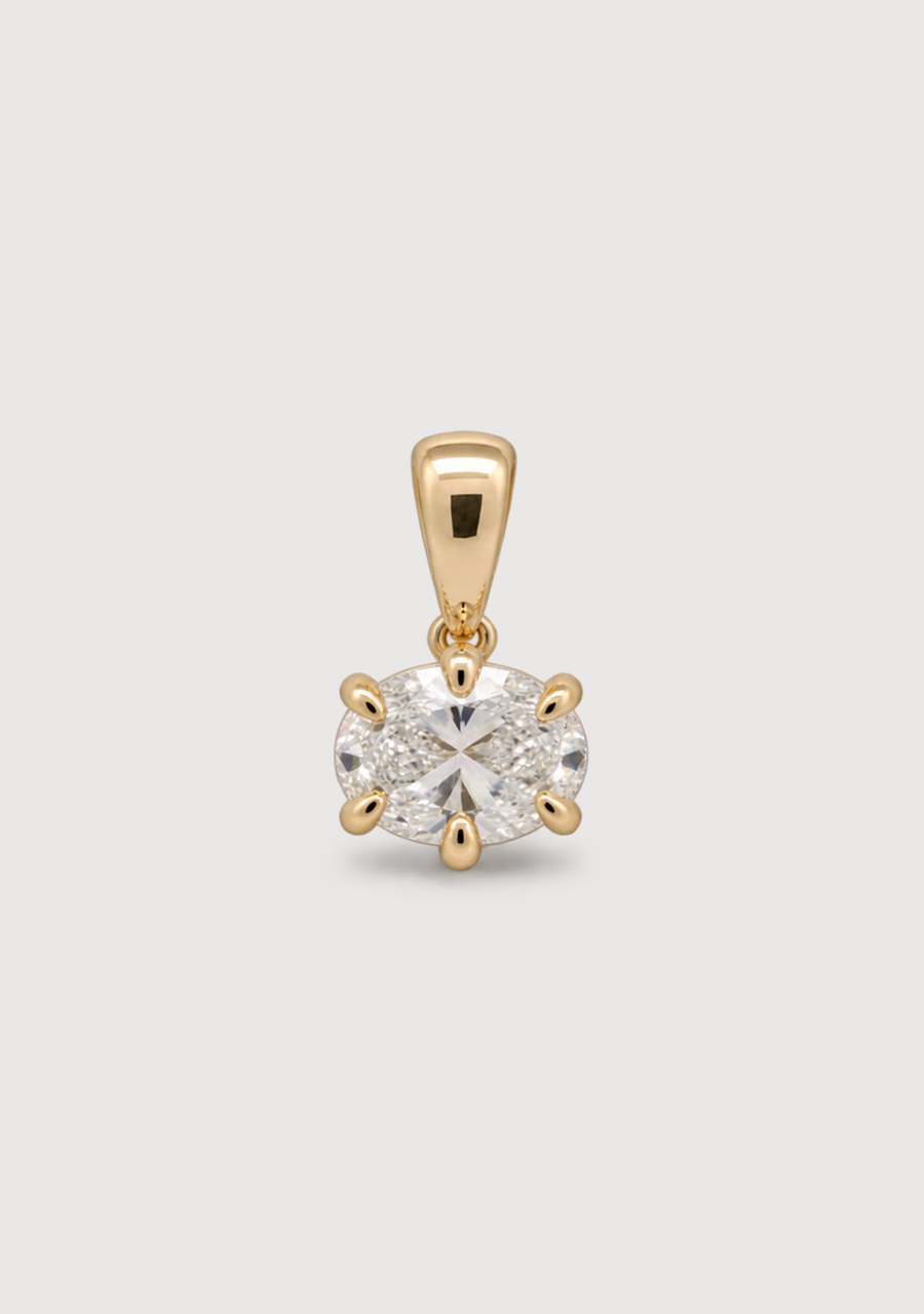 9ct Yellow Gold East West 0.52ct Oval Laboratory Grown Diamond Pendant