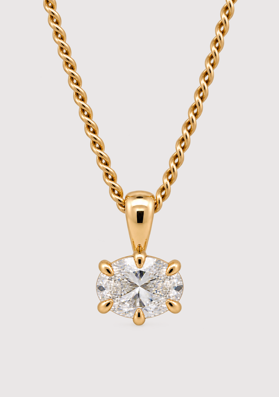9ct Yellow Gold East West 0.71ct Oval Laboratory Grown Diamond Pendant
