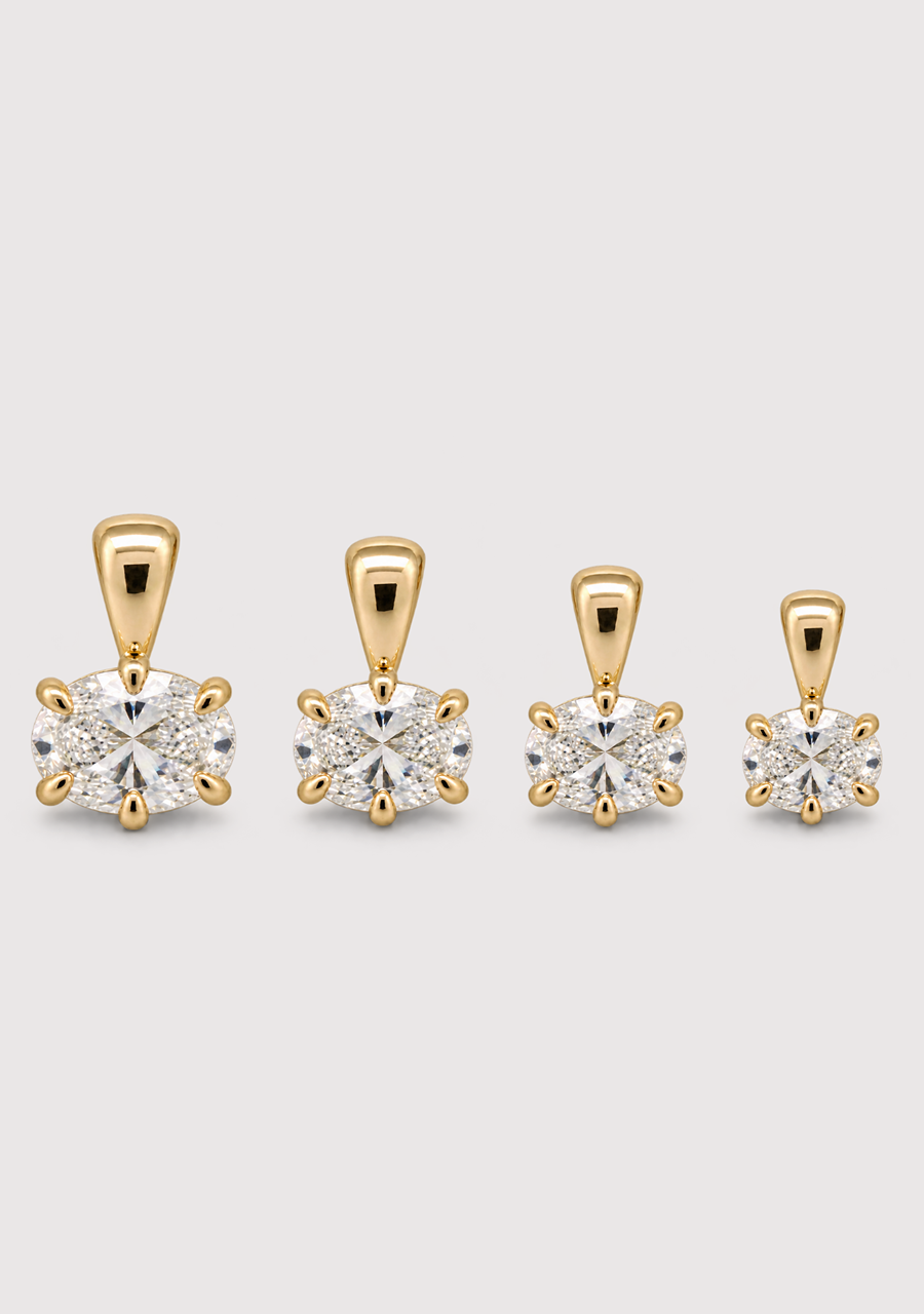 9ct Yellow Gold East West 0.71ct Oval Laboratory Grown Diamond Pendant