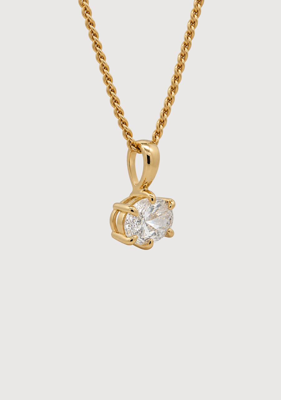 9ct Yellow Gold East West 0.71ct Oval Laboratory Grown Diamond Pendant