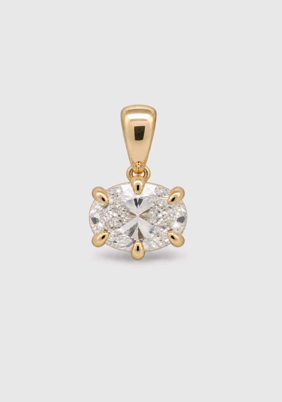 9ct Yellow Gold East West 1.02ct Oval Laboratory Grown Diamond Pendant