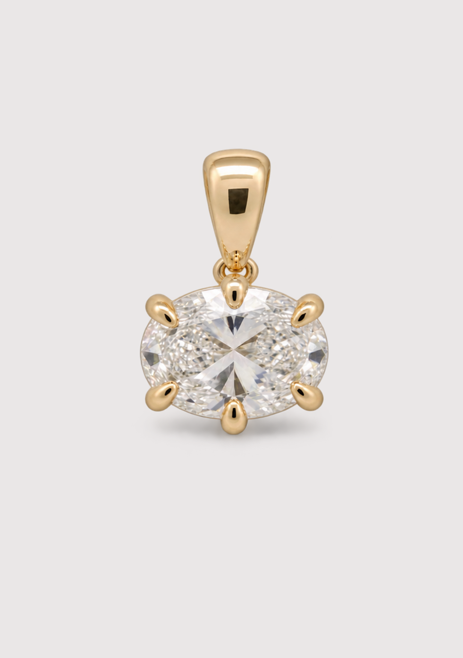 9ct Yellow Gold East West 2.06ct Oval Laboratory Grown Diamond Pendant
