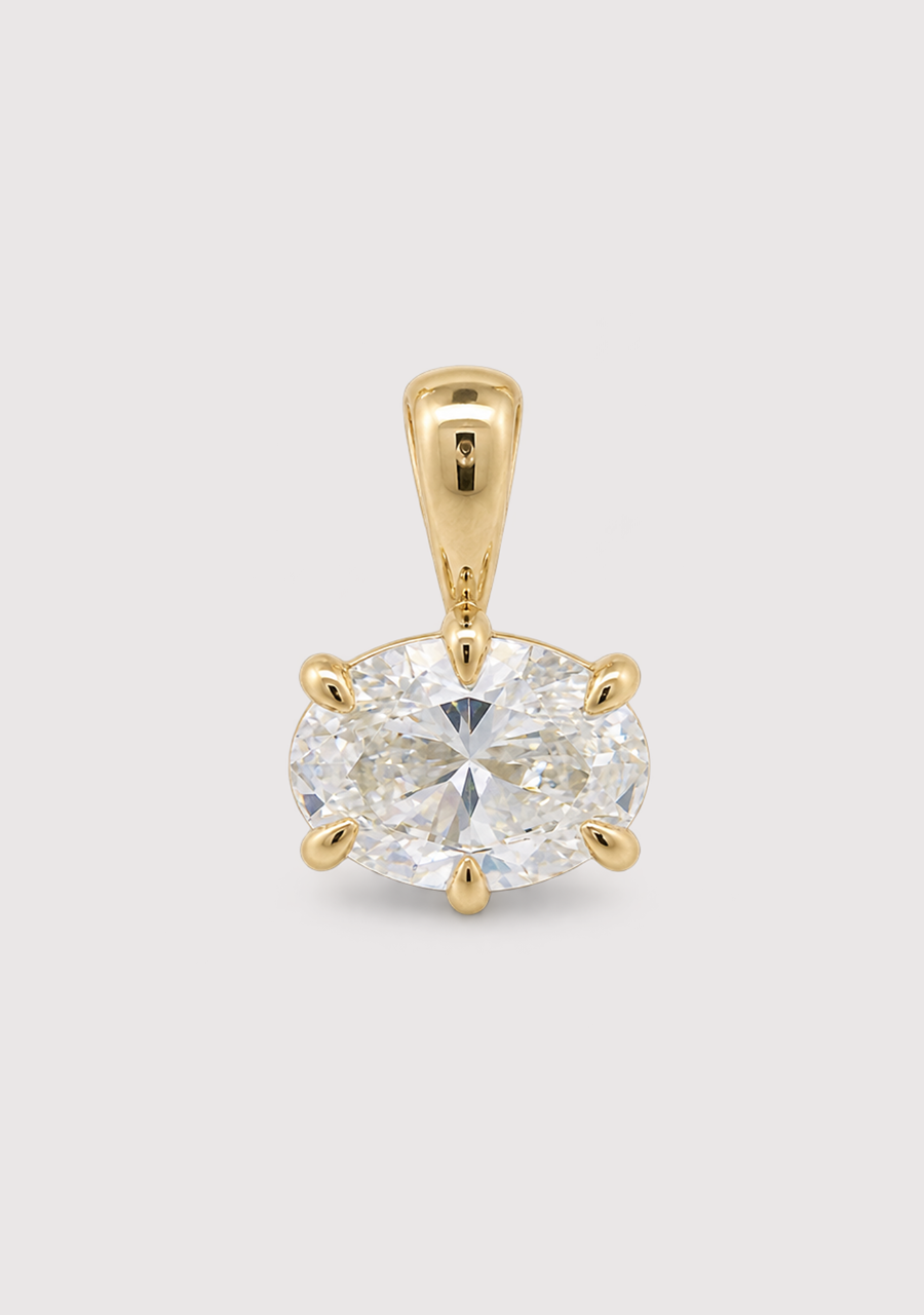 9ct Yellow Gold East West 2.06ct Oval Laboratory Grown Diamond Pendant