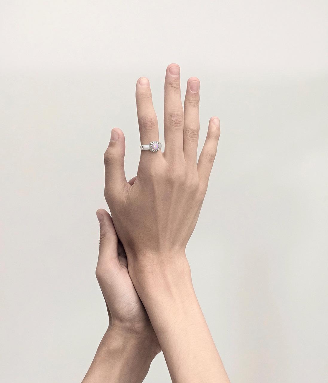 Stolen Girlfriends Club Sterling Silver Pink Bello Opal Baby Claw Ring