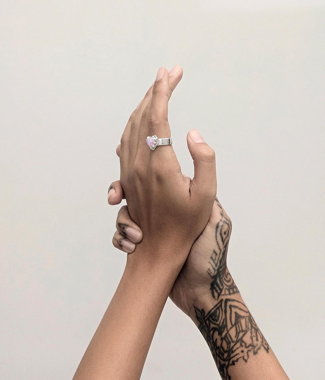 Stolen Girlfriends Club Sterling Silver Pink Bello Opal Love Claw Ring