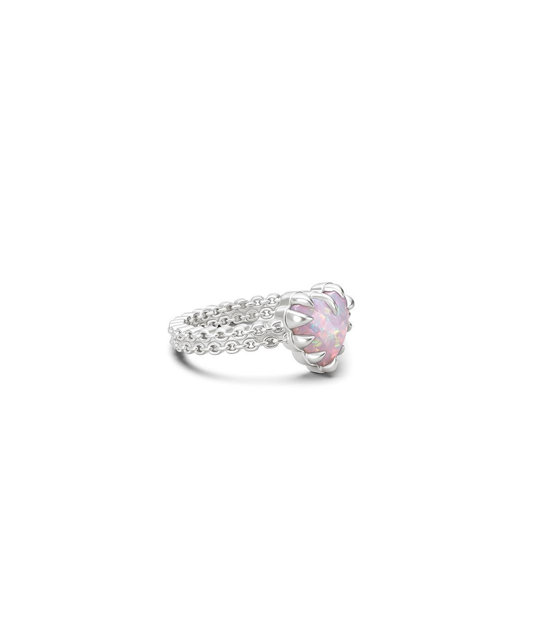 Stolen Girlfriends Club Sterling Silver Pink Bello Opal Mini Love Claw Ring