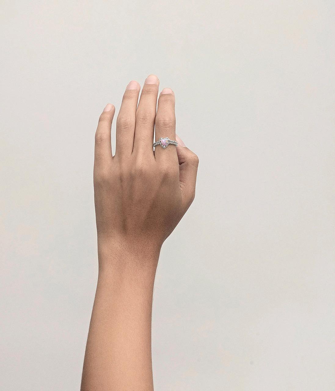 Stolen Girlfriends Club Sterling Silver Pink Bello Opal Mini Love Claw Ring