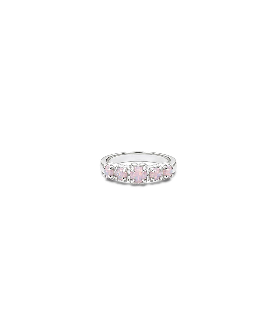 Stolen Girlfriends Club Sterling Silver Pink Bello Opal Halo Cluster Ring