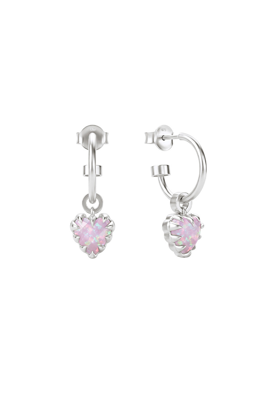 Stolen Girlfriends Club Sterling Silver Pink Bello Opal Love Claw Anchor Earrings