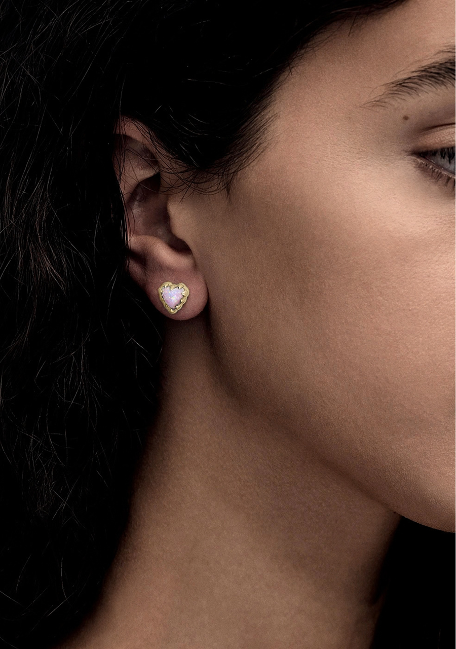 Stolen Girlfriends Club 18ct Yellow Gold Plated Pink Bello Opal Love Claw Earrings