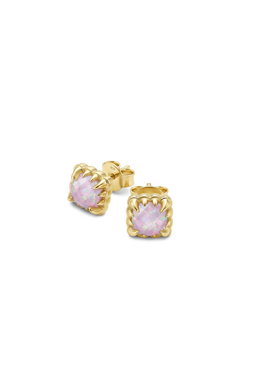 Stolen Girlfriends Club 18ct Yellow Gold Plated Pink Bello Opal Mini Claw Stud Earrings
