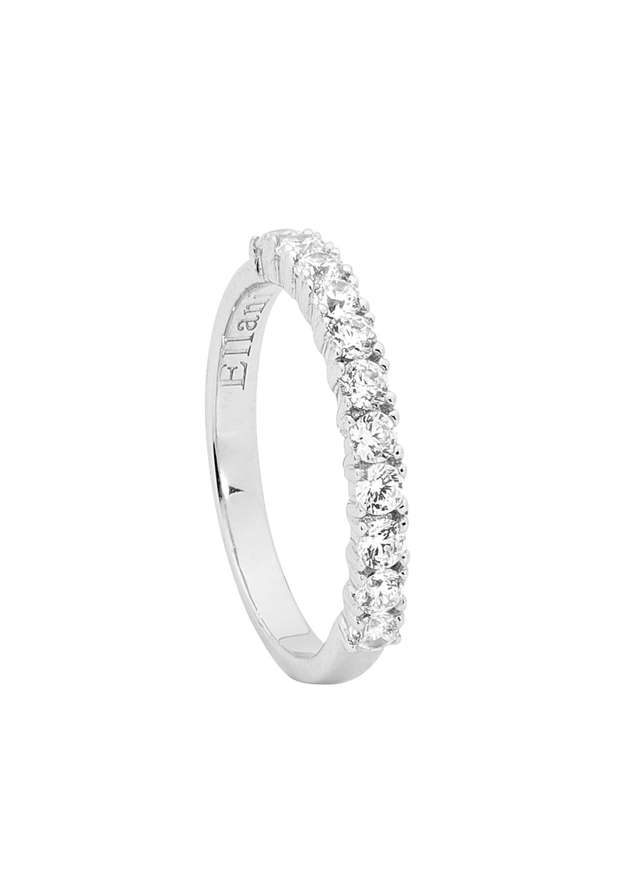 Ellani Sterling Silver White Cubic Zirconia 11 Stone Ring