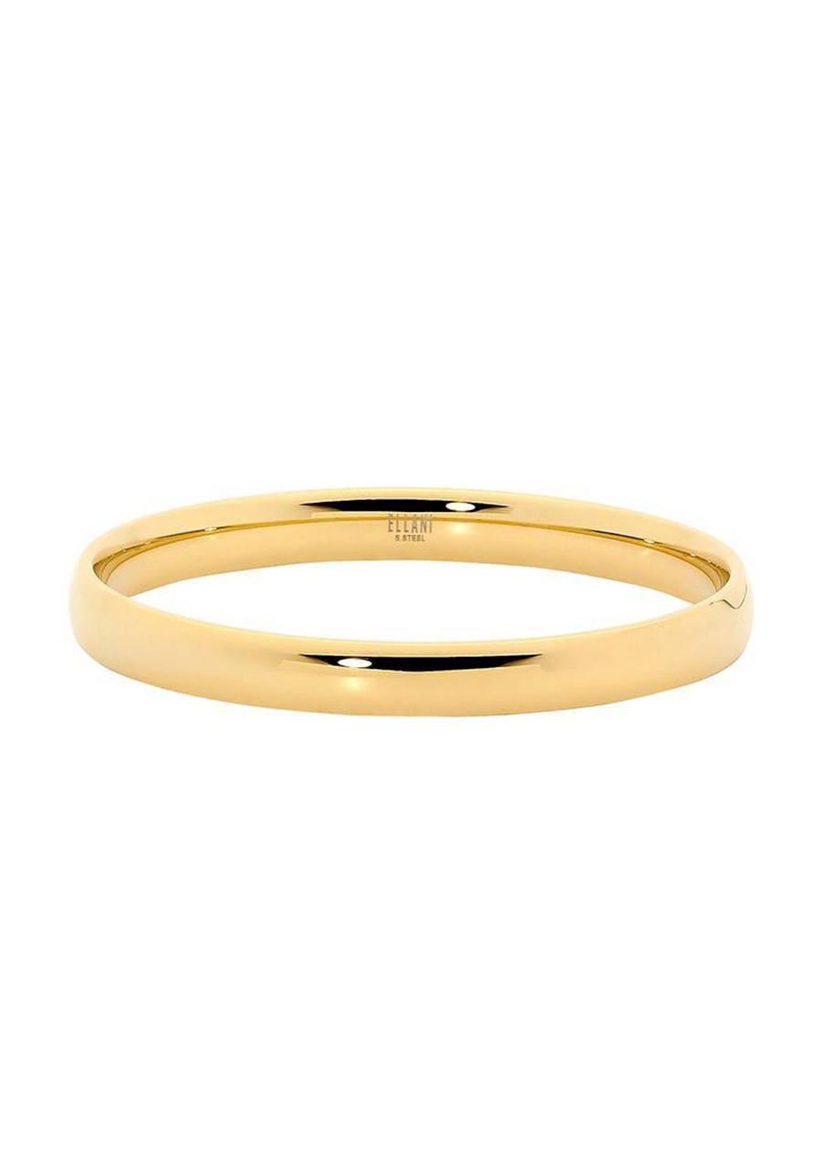 Ellani Stainless Steel Gold Plated 8mm Wide Bangle
