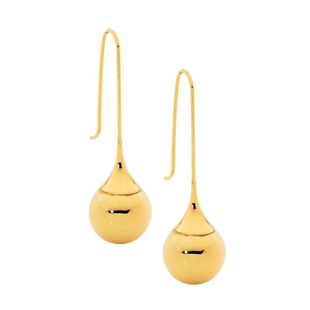 Ellani Stainless Steel Yellow Gold Plated Long Drop Hook Earrings