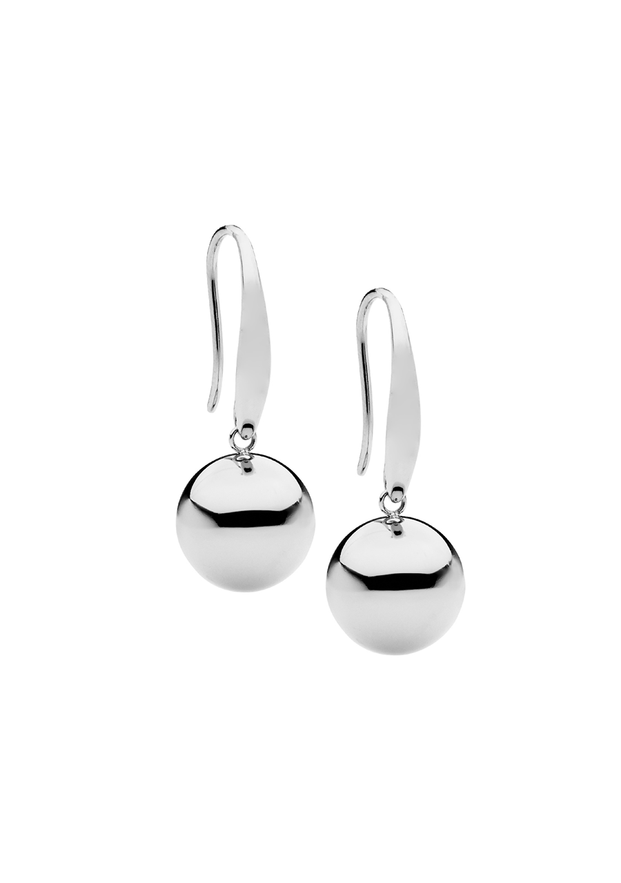 Ellani Stainless Steel Drop Ball Hook Earrings