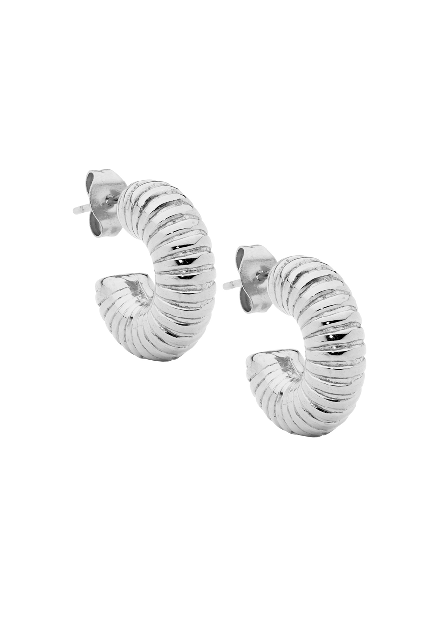 Ellani Stainless Steel 17mm Corrugated Hoop Earrings