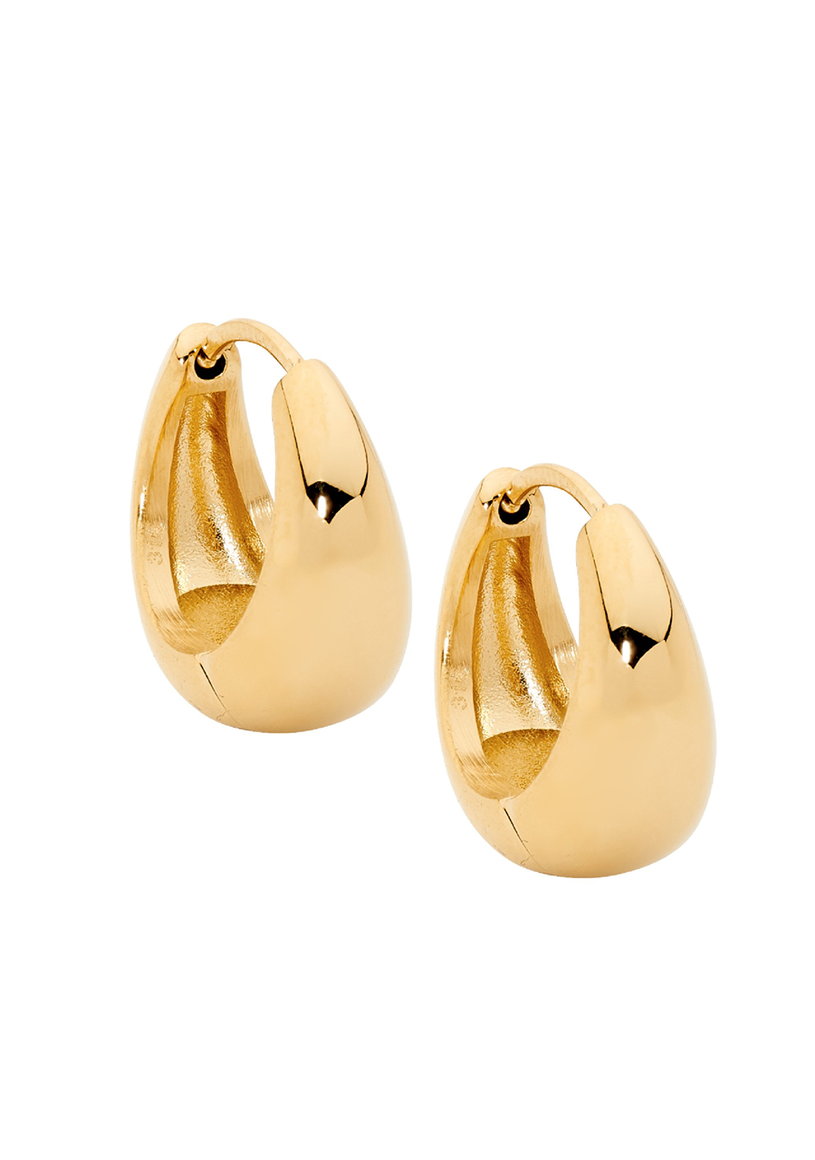 Ellani Stainless Steel Yellow Gold Plated 15mm Hoop Earrings