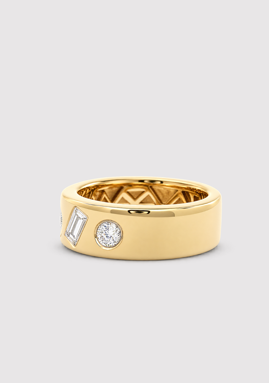 14ct Yellow Gold Diamond Punch Set Band