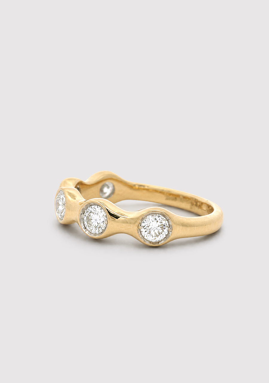 14ct Yellow Gold Five Stone Diamond Bezel Set Ring