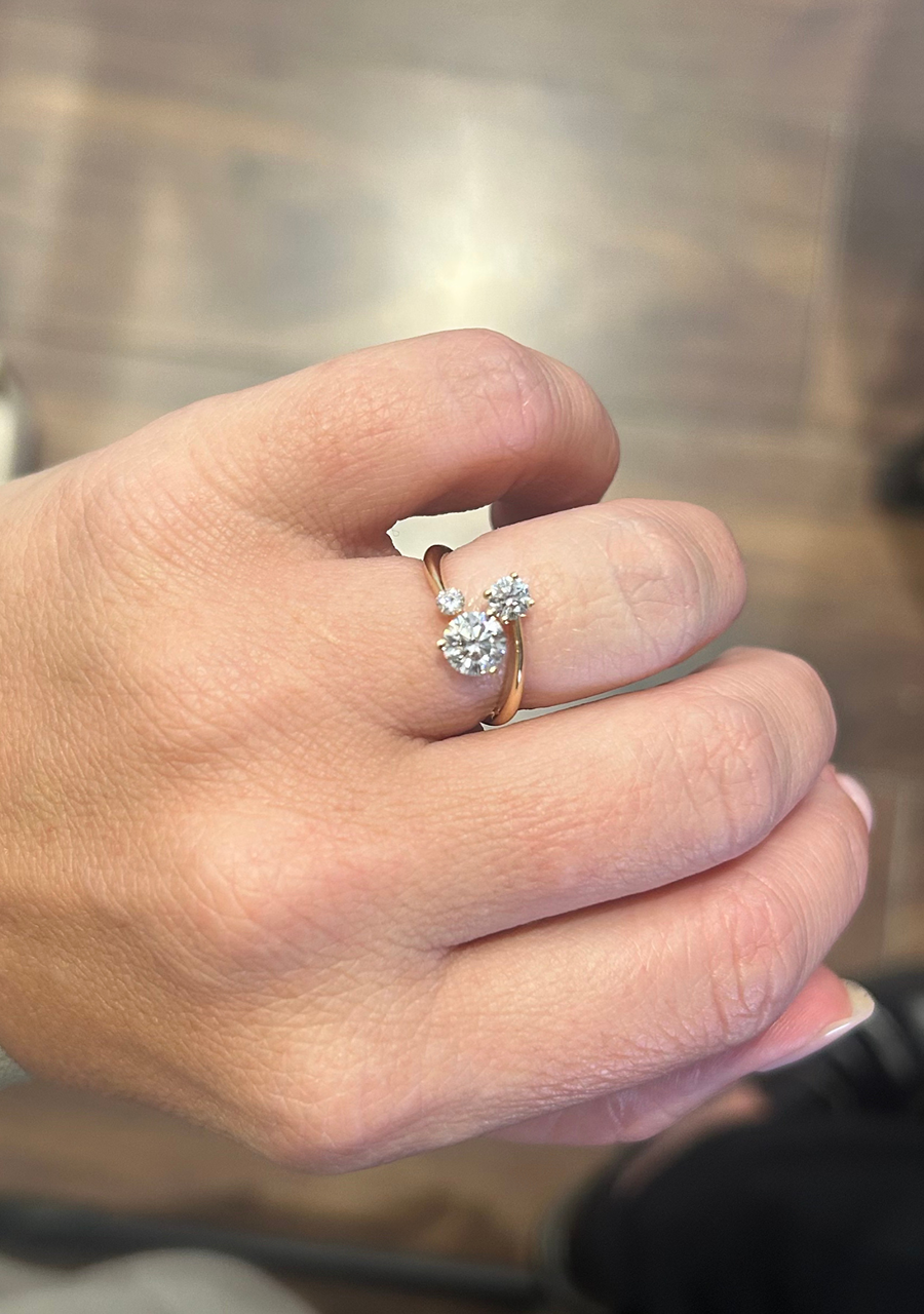 14ct Yellow Gold Laboratory Grown Diamond Trilogy Ring
