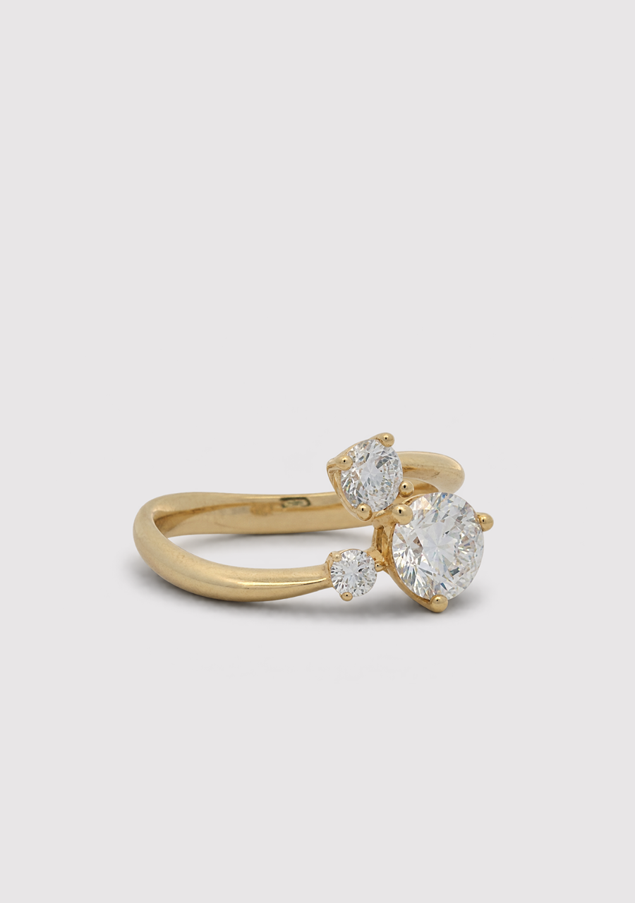 14ct Yellow Gold Laboratory Grown Diamond Trilogy Ring