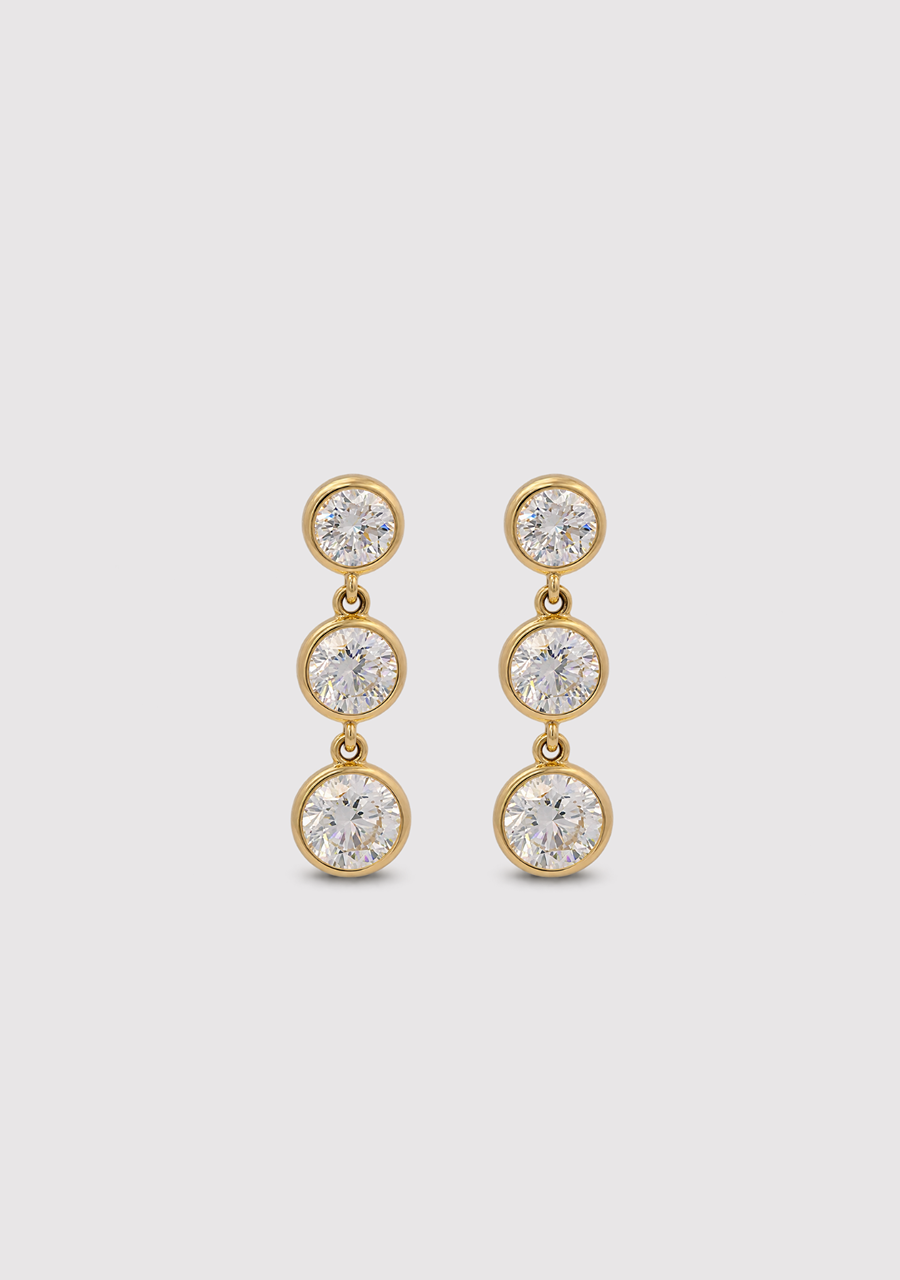 14ct Yellow Gold Laboratory Grown Diamond Round Drop Stud Earrings