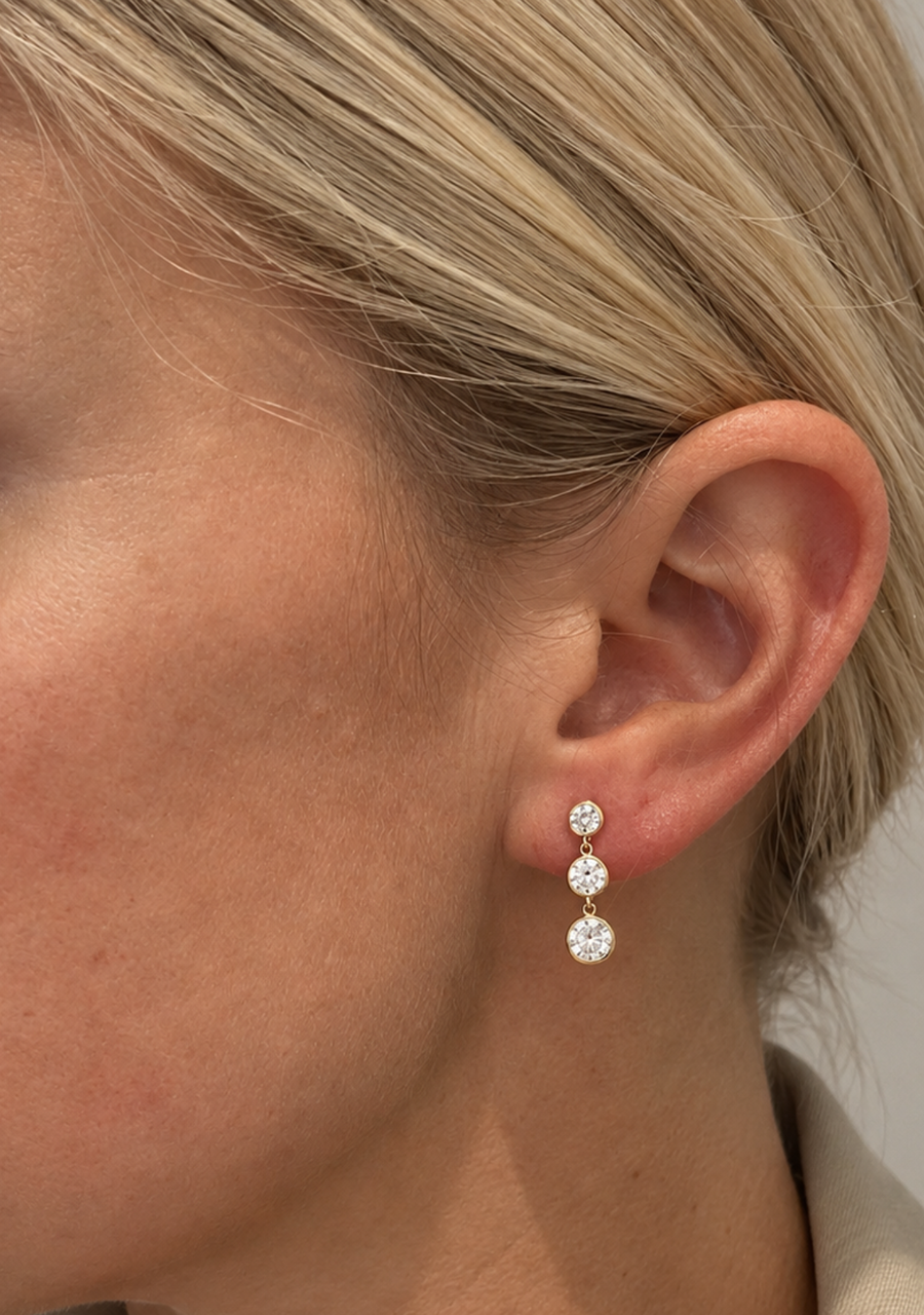 14ct Yellow Gold Laboratory Grown Diamond Round Drop Stud Earrings