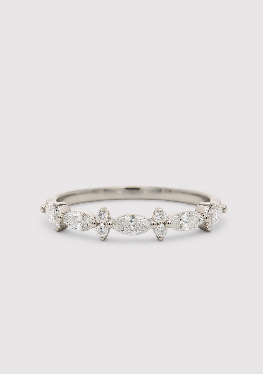 10ct White Gold Laboratory Grown Diamond Marquise & Round Ring