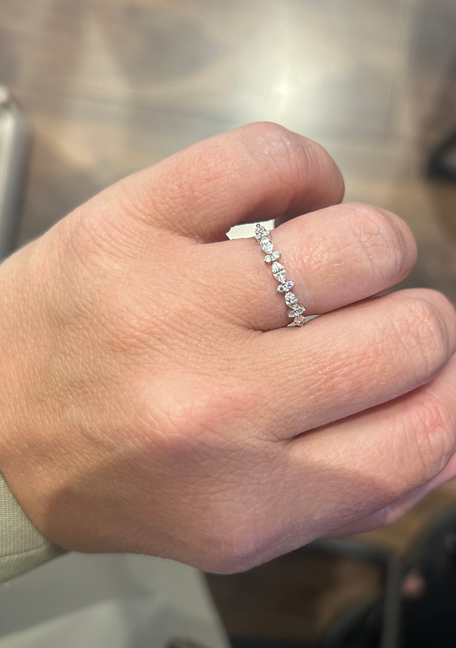 10ct White Gold Laboratory Grown Diamond Marquise & Round Ring