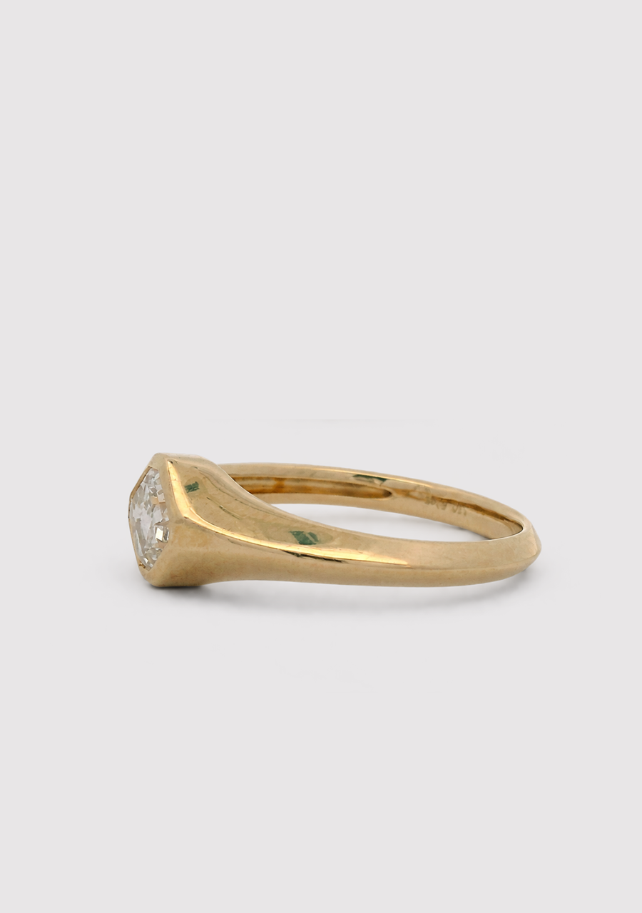 14ct Yellow Gold Laboratory Grown Diamond Asscher Cut Bezel Set Ring