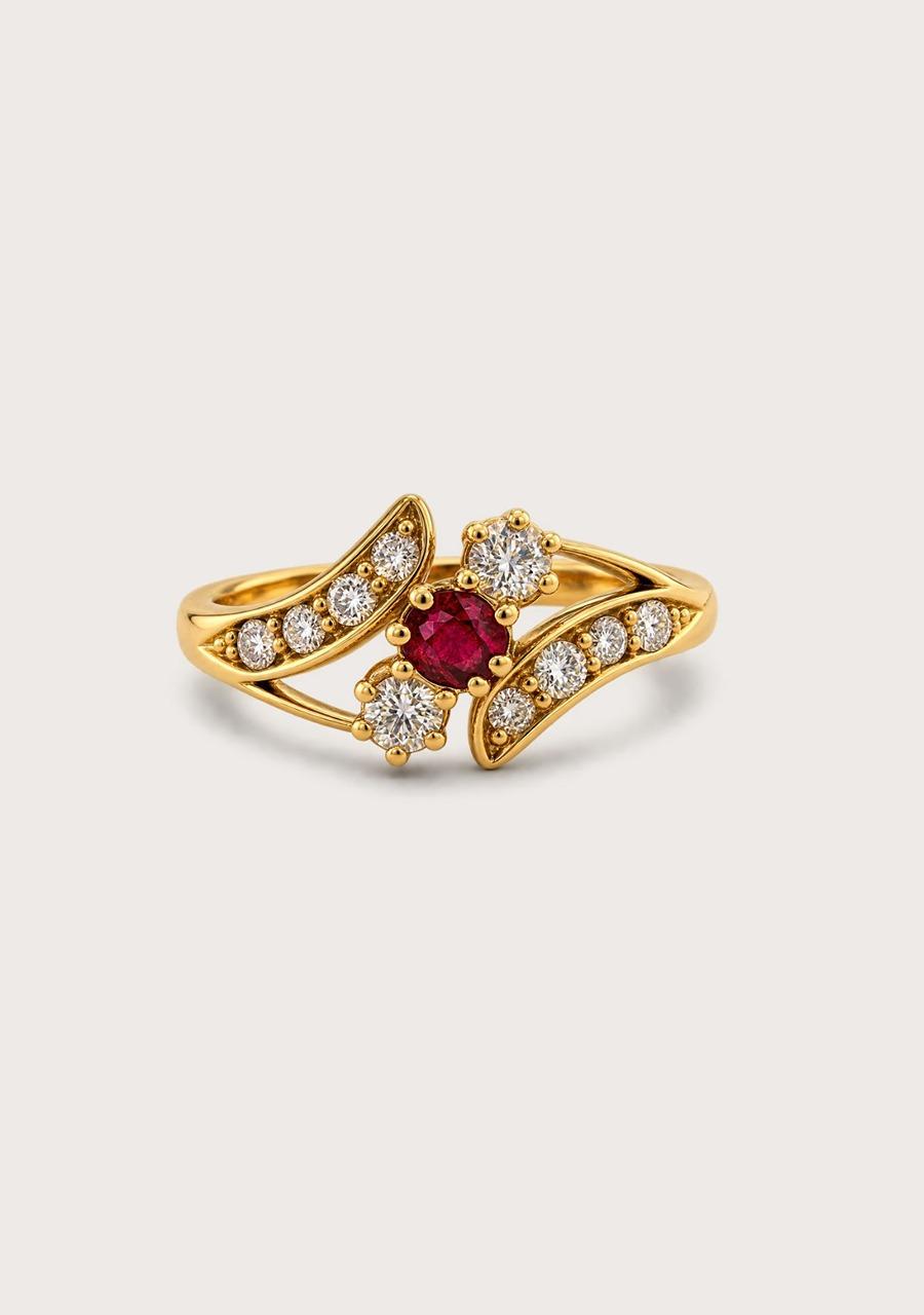Estate 18ct Yellow Gold Ruby & Diamond Ring