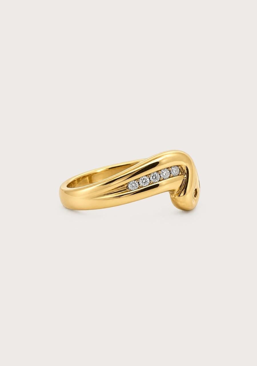 Estate 18ct Yellow Gold Diamond Twist Punch and Channel Set Ring