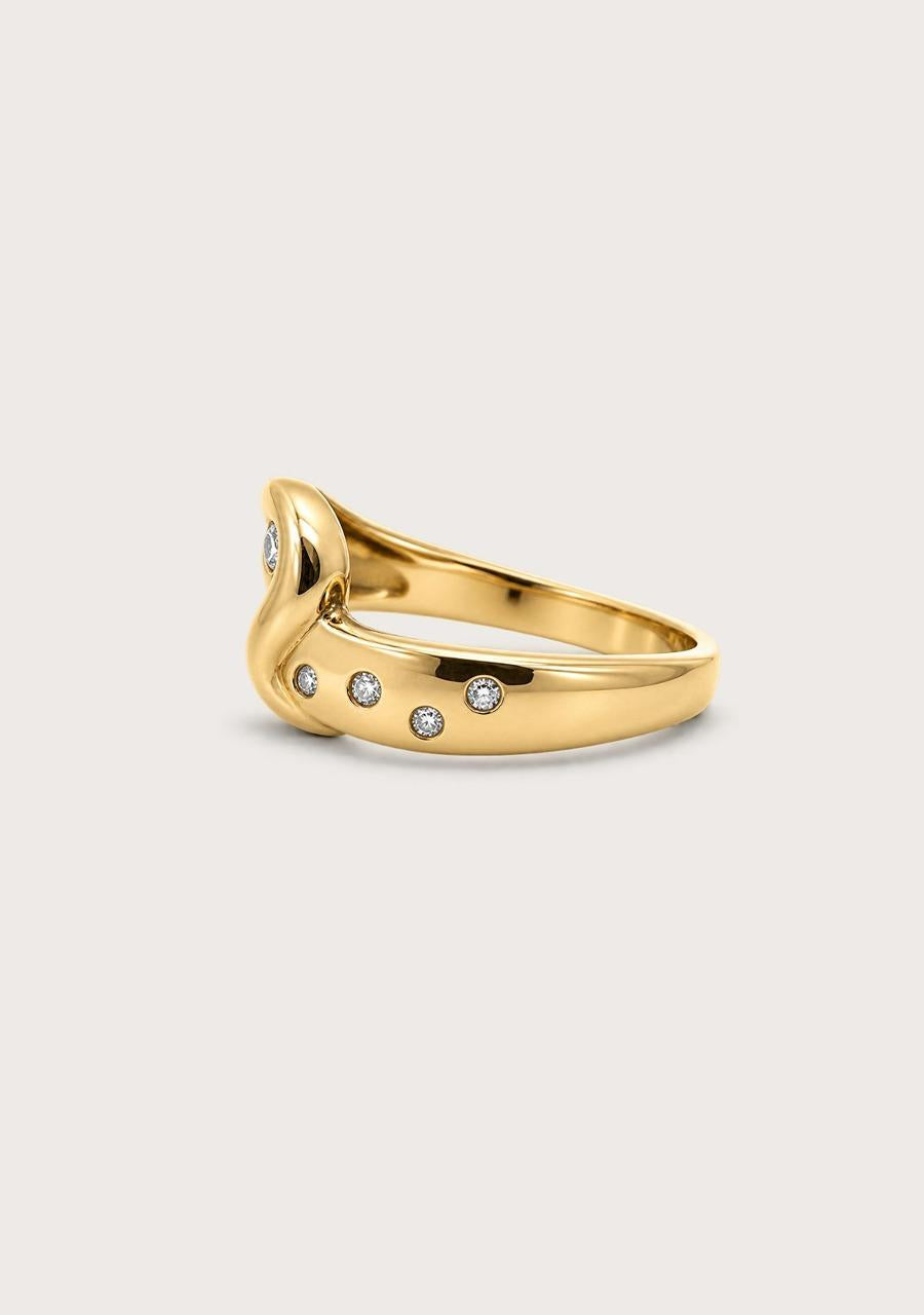 Estate 18ct Yellow Gold Diamond Twist Punch and Channel Set Ring