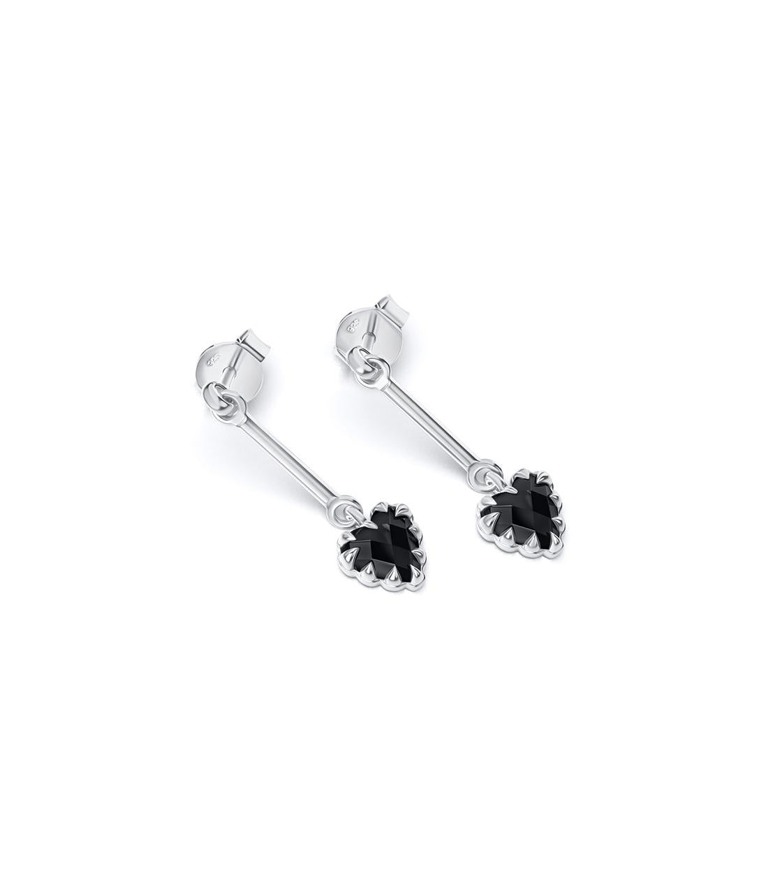 Stolen Girlfriends Club Sterling Silver Love Claw Bar Onyx Earrings