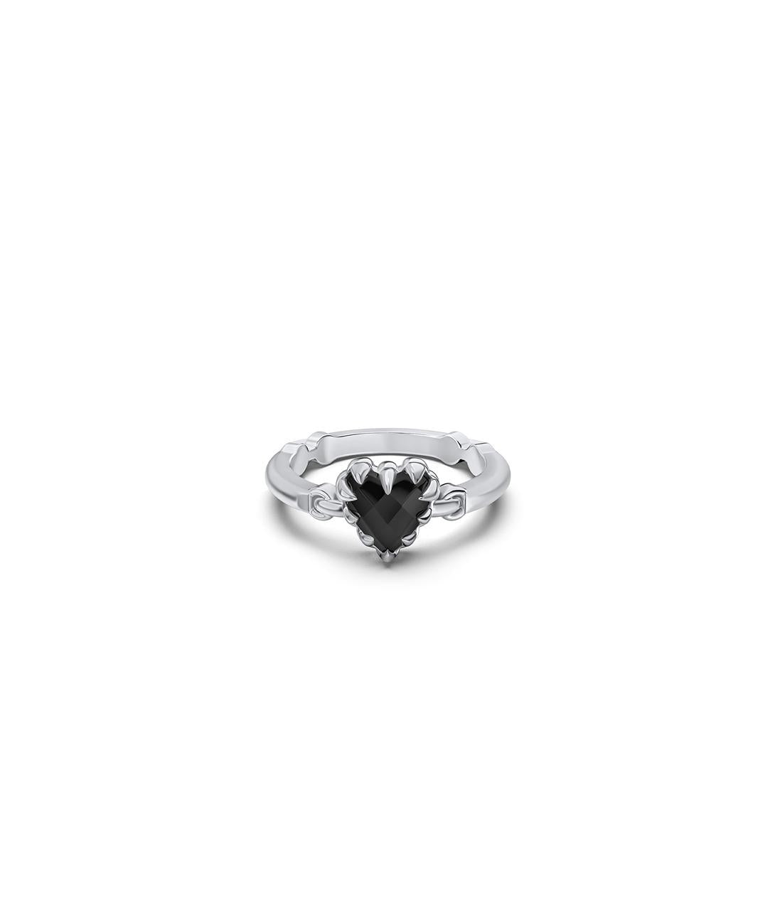 Stolen Girlfriends Club Sterling Silver Love Claw Bar Onyx Ring - Size N