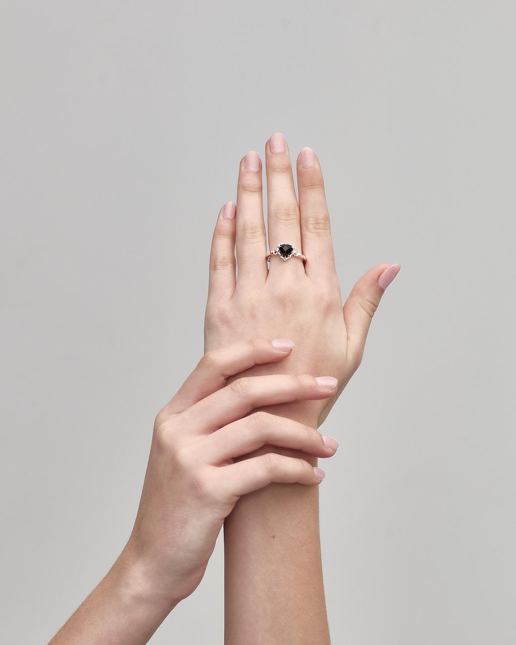 Stolen Girlfriends Club Sterling Silver Love Claw Bar Onyx Ring - Size N