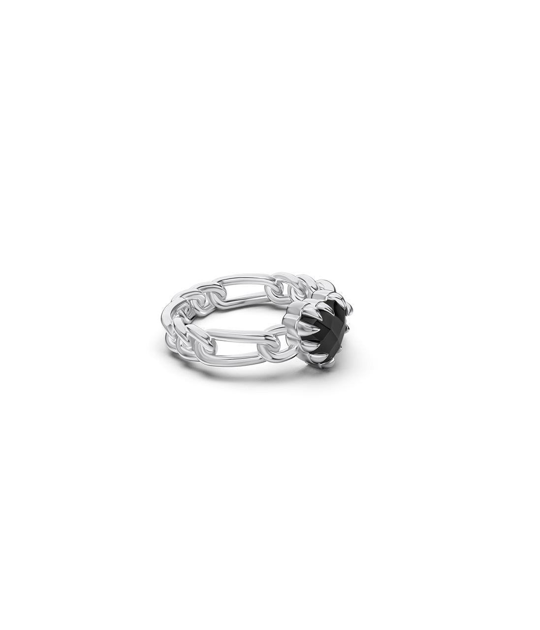 Stolen Girlfriends Club Sterling Silver Love Claw Curb Onyx Ring - Size N