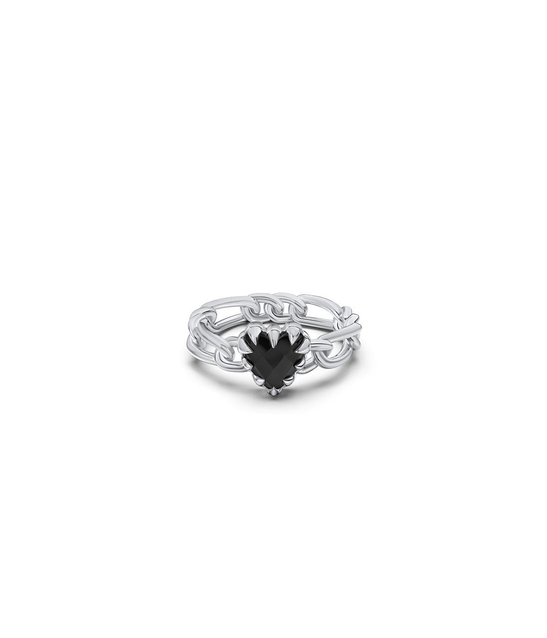 Stolen Girlfriends Club Sterling Silver Love Claw Curb Onyx Ring - Size Q