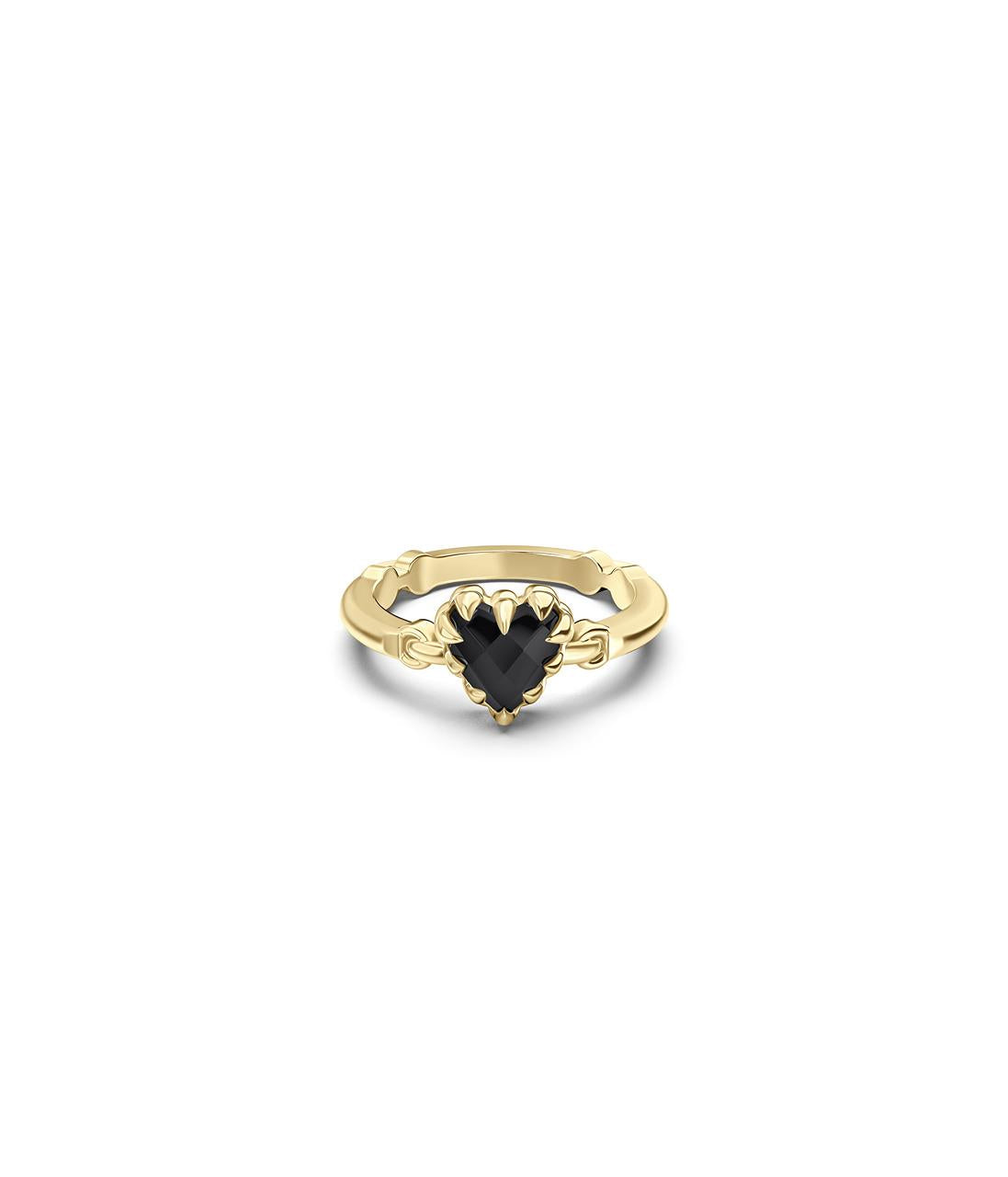 Stolen Girlfriends Club 18ct Yellow Gold Plated Love Claw Bar Onyx Ring - Size N