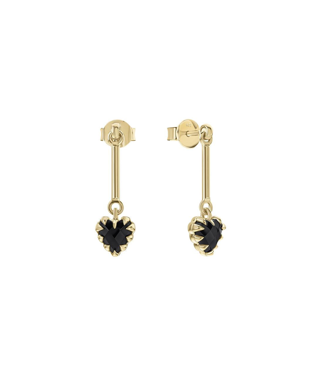 Stolen Girlfriends Club 18ct Yellow Gold Plated Love Claw Bar Onyx Earrings
