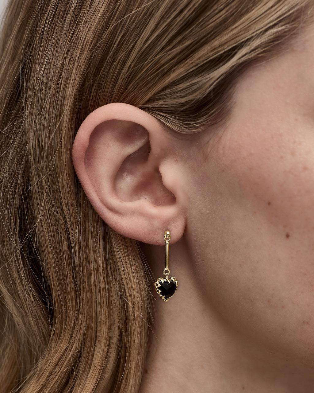 Stolen Girlfriends Club 18ct Yellow Gold Plated Love Claw Bar Onyx Earrings